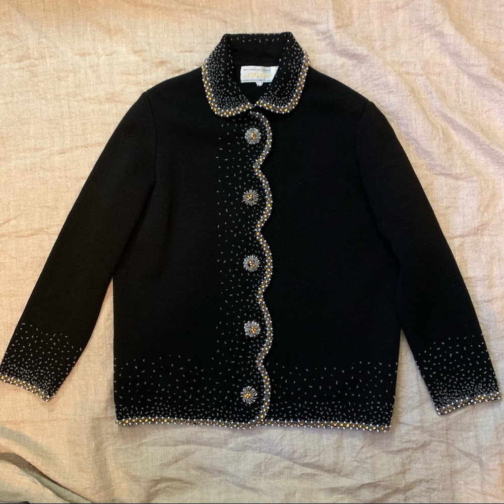 Vintage Sears beaded wool cardigan